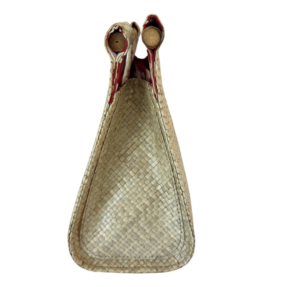 Vintage PUTU BY J. MACLEAR Straw Purse Bamboo Handles Summer Vacation Resort - Picture 5 of 11